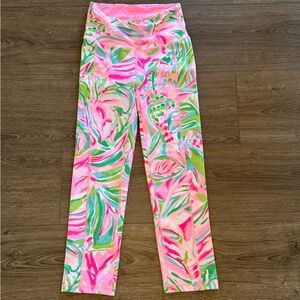 Lilly Pulitzer Pink, Green & White Tropical Print Kids Leggings